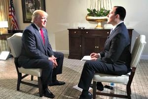 EWTN News Director Raymond Arroyo interviews Republican presidential candidate Donald Trump on 'The World Over.'