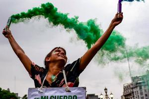 A woman takes part in a strike to demand the legalization of abortion in front of the Congress in Buenos Aires, on March 9, 2020. A woman takes part in a strike to demand the legalization of abortion in front of the Congress in Buenos Aires, on March 9, 2020.