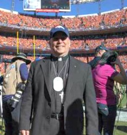 Denver Archbishop Samuel Aquila at the AFC Championship game. Denver Archbishop Samuel Aquila at the AFC Championship game.