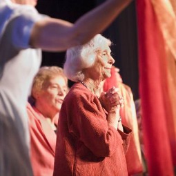 Sisters surround keynote speaker Barbara Marx Hubbard. Sisters surround keynote speaker Barbara Marx Hubbard.
