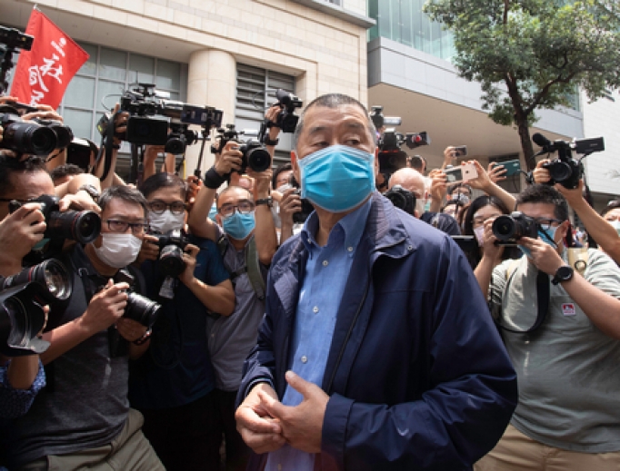 Hong Kong media tycoon Jimmy Lai arrives at the West Kowloon Magistrates' Court on May 18, 2020. Hong Kong media tycoon Jimmy Lai arrives at the West Kowloon Magistrates' Court on May 18, 2020.