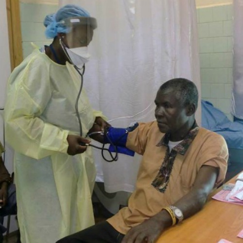 A patient is examined at St. Joseph’s Catholic Hospital in Monrovia, Liberia. The hospital's director, Brother Patrick Nshamdze, died Aug. 2 after contracting the Ebola virus. A patient is examined at St. Joseph’s Catholic Hospital in Monrovia, Liberia. The hospital's director, Brother Patrick Nshamdze, died Aug. 2 after contracting the Ebola virus.