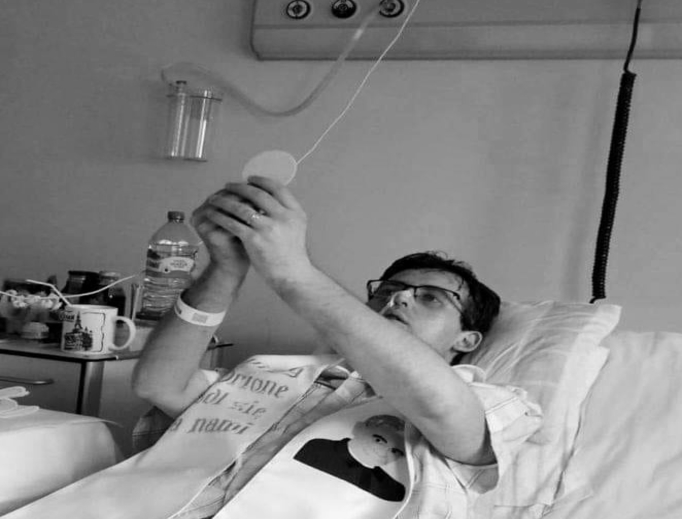 Father Michel Los was ordained in his hospital bed in Warsaw, May 2019. Father Michel Los was ordained in his hospital bed in Warsaw, May 2019.