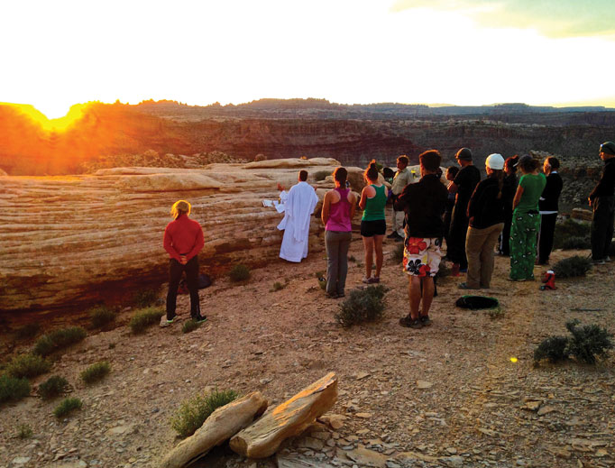 Wyoming Catholic College’s chaplaincy plays a vital role in the life of its students, including at outdoor Masses. Wyoming Catholic College’s chaplaincy plays a vital role in the life of its students, including at outdoor Masses.