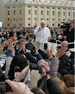 Pope Francis makes his way through St. Peter's Square during his April 3 general audience. Pope Francis makes his way through St. Peter's Square during his April 3 general audience.