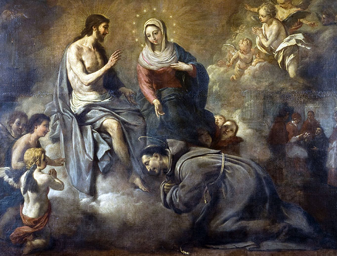Antoni Viladomat y Manalt, “‘Rebuild My Church’: Jesus Gives St. Francis the Indulgence of the Portiuncula,” c. 1723 Antoni Viladomat y Manalt, “‘Rebuild My Church’: Jesus Gives St. Francis the Indulgence of the Portiuncula,” c. 1723