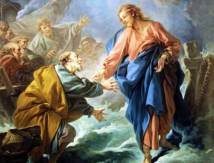 ABOVE: François Boucher, “Saint Peter Attempting to Walk on Water,” 1766. INSET BELOW: YouTube screen capture of Carlos Eire. ABOVE: François Boucher, “Saint Peter Attempting to Walk on Water,” 1766. INSET BELOW: YouTube screen capture of Carlos Eire.