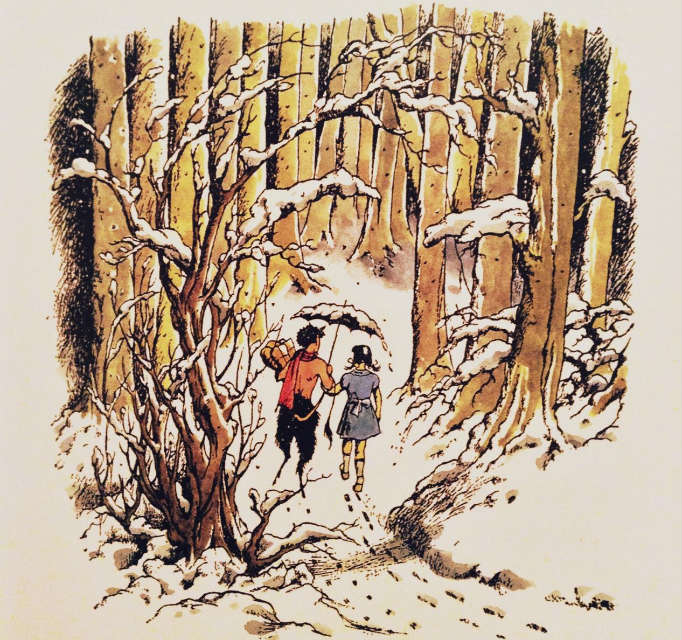 Original illustration from The Lion, the Witch and the Wardrobe by Pauline Baynes Original illustration from The Lion, the Witch and the Wardrobe by Pauline Baynes