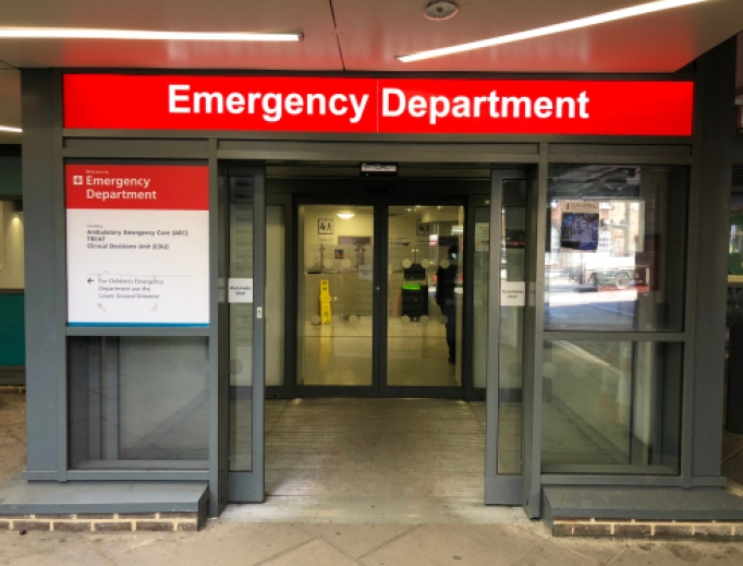 Exterior of an emergency room in London. Exterior of an emergency room in London.