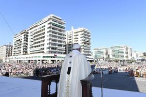 Pope Francis speaks to the crowds gathered during his pastoral visit to the Italian Diocese of Genoa on May 27. Pope Francis speaks to the crowds gathered during his pastoral visit to the Italian Diocese of Genoa on May 27.