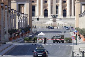 Police patrol St. Peter's Square and the Vatican on March 25. Police patrol St. Peter's Square and the Vatican on March 25.