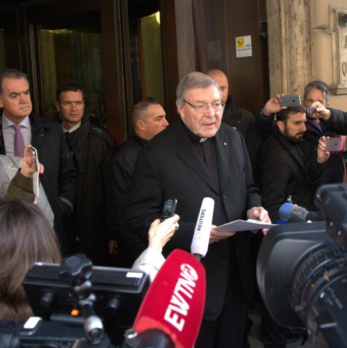 Cardinal George Pell meets with child sex abuse victims at the Hotel Quirinale in Rome on March 3, 2016. Cardinal George Pell meets with child sex abuse victims at the Hotel Quirinale in Rome on March 3, 2016.