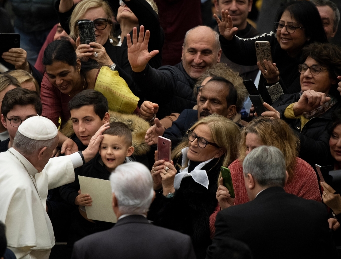 Pope Francis greets pilgrims during his weekly General Audience, January 22, 2020. Pope Francis greets pilgrims during his weekly General Audience, January 22, 2020.
