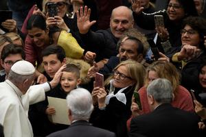 Pope Francis greets pilgrims during his weekly General Audience, January 22, 2020. Pope Francis greets pilgrims during his weekly General Audience, January 22, 2020.