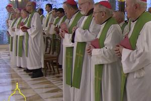 Members of the council of cardinals stand as Pope Francis arrives at the papal daily Mass June 9 at the Vatican. Members of the council of cardinals stand as Pope Francis arrives at the papal daily Mass June 9 at the Vatican.