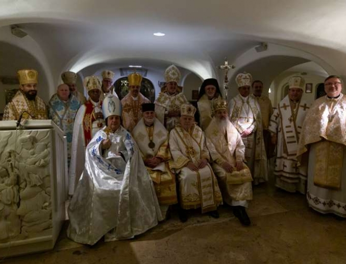 Bishops of the USCCB's Region XV in the grotto of St Peter's Basilica during their ad limina visit, Feb. 18, 2020. Bishops of the USCCB's Region XV in the grotto of St Peter's Basilica during their ad limina visit, Feb. 18, 2020.