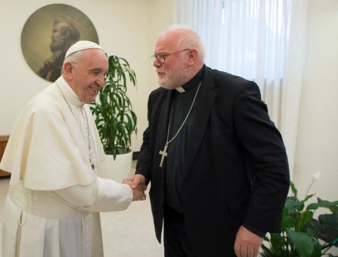 Pope Francis meets with the Cardinal Reinhard Marx. Pope Francis meets with the Cardinal Reinhard Marx.