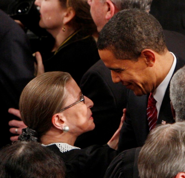 Supreme Court Justice Ruth Bader Ginsburg with President Obama in February. Supreme Court Justice Ruth Bader Ginsburg with President Obama in February.
