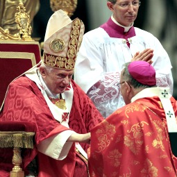 Archbishop Charles Chaput of Philadelphia receives the pallium from Pope Benedict XVI June 29 in St. Peter's Basilica. Archbishop Charles Chaput of Philadelphia receives the pallium from Pope Benedict XVI June 29 in St. Peter's Basilica.