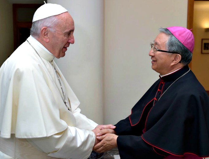 Archbishop Hyginus Kim Hee-joong, the president of the Korean Catholic Bishops' Conference, meets with Pope Francis (above) and Cardinal Pietro Parolin, the Vatican secretary of state (below). Archbishop Hyginus Kim Hee-joong, the president of the Korean Catholic Bishops' Conference, meets with Pope Francis (above) and Cardinal Pietro Parolin, the Vatican secretary of state (below).