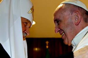 Russian Orthodox Patriarch Kirill, and Pope Francis in their historic meeting at the Jose Marti airport in Havana, Cuba, on Feb. 12.
Russian Orthodox Patriarch Kirill, and Pope Francis in their historic meeting at the Jose Marti airport in Havana, Cuba, on Feb. 12.