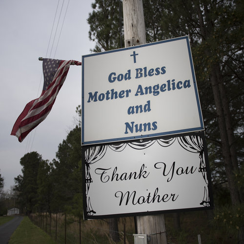 Sign thanks Mother Angelica in Hanceville, Ala. Sign thanks Mother Angelica in Hanceville, Ala.