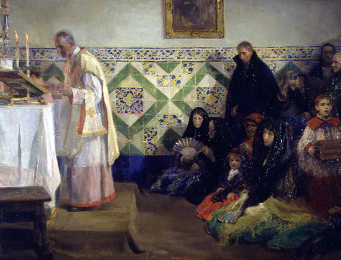 José Benlliure y Gil (1855–1937), “Hearing Mass, Rocafort” José Benlliure y Gil (1855–1937), “Hearing Mass, Rocafort”