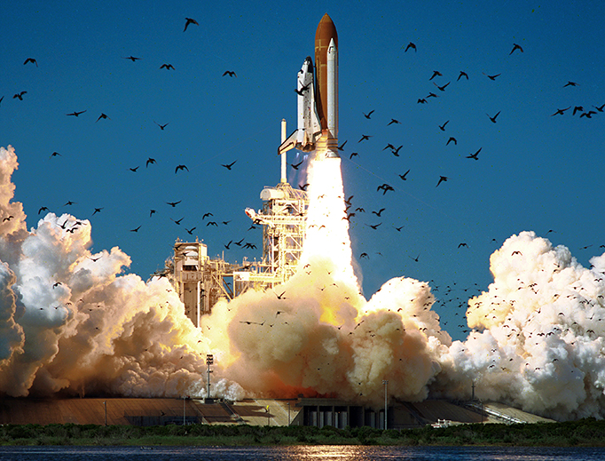 Space Shuttle Challenger launches from launchpad 39B at the start of its final flight, Jan. 28, 1986.
Space Shuttle Challenger launches from launchpad 39B at the start of its final flight, Jan. 28, 1986.