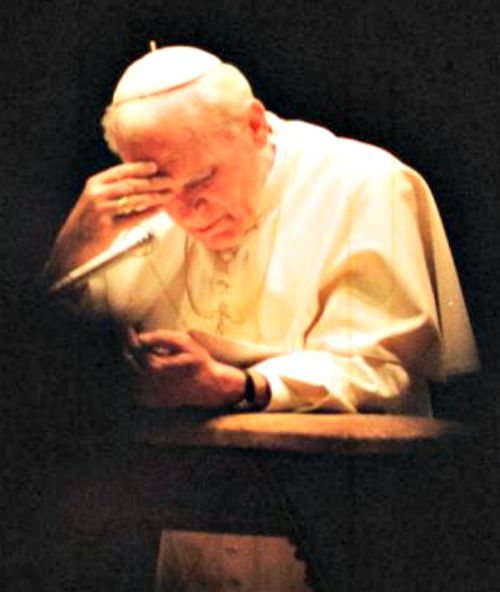Pope John Paul II in prayer, ca. 1991 Pope John Paul II in prayer, ca. 1991