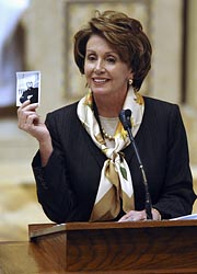 Nancy Pelosi delivers a eulogy during a Feb. 2007 funeral Mass for Father Robert Drinan. Nancy Pelosi delivers a eulogy during a Feb. 2007 funeral Mass for Father Robert Drinan.