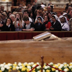 PILGRIM POPE. Pilgrims venerate the casket of Blessed Pope John Paul II in front of the main altar in St. Peter's Basilica at the Vatican May 2. The Vatican said 250,000 people passed by to pay their respects following the pope's May 1 beatification. PILGRIM POPE. Pilgrims venerate the casket of Blessed Pope John Paul II in front of the main altar in St. Peter's Basilica at the Vatican May 2. The Vatican said 250,000 people passed by to pay their respects following the pope's May 1 beatification.