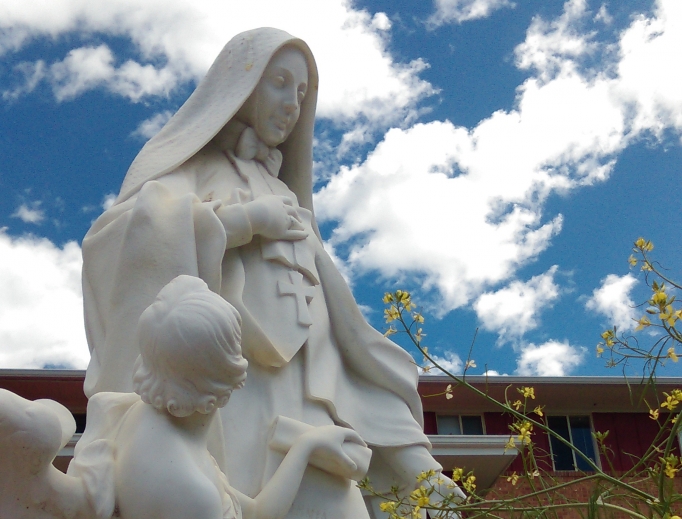 A statue of Mother Frances Cabrini adorns an outdoor shrine in her honor. A statue of Mother Frances Cabrini adorns an outdoor shrine in her honor.