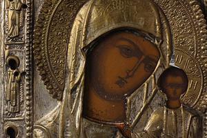 Icon of Our Lady of Kazan, mid-19th century. Icon of Our Lady of Kazan, mid-19th century.
