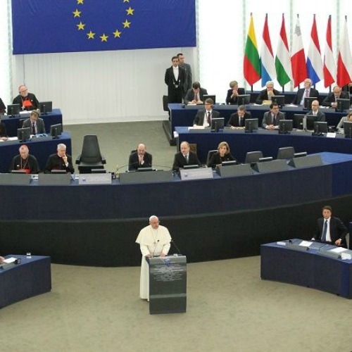 Pope Francis addresses the European Parliament in Strasbourg on Nov. 25, 2014. Pope Francis addresses the European Parliament in Strasbourg on Nov. 25, 2014.