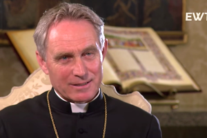 Archbishop Georg Gänswein, prefect of the Pontifical Household, speaking to Paul Badde of EWTN Germany. Archbishop Georg Gänswein, prefect of the Pontifical Household, speaking to Paul Badde of EWTN Germany.