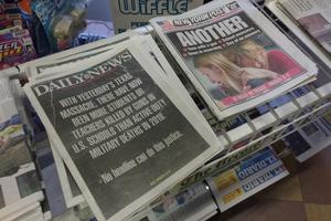 The New York Daily News and New York Post the day after the massacre at Santa Fe High School in Texas. The New York Daily News and New York Post the day after the massacre at Santa Fe High School in Texas.