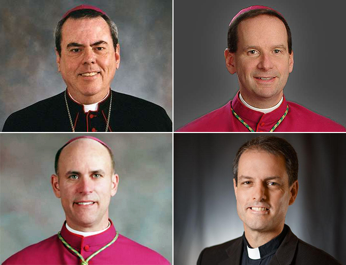 Clockwise, from upper left: Bishop Michael Sheridan, Bishop Michael Burbidge, Father Daniel Barnett and Bishop Kevin Rhoades. Clockwise, from upper left: Bishop Michael Sheridan, Bishop Michael Burbidge, Father Daniel Barnett and Bishop Kevin Rhoades.