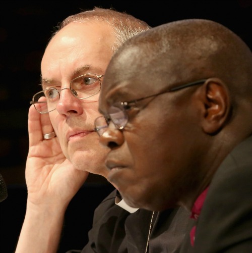Archbishop of Canterbury Justin Welby (l) and Archbishop of York John Sentamu take questions at a July 14 press conference in York, England. Archbishop of Canterbury Justin Welby (l) and Archbishop of York John Sentamu take questions at a July 14 press conference in York, England.