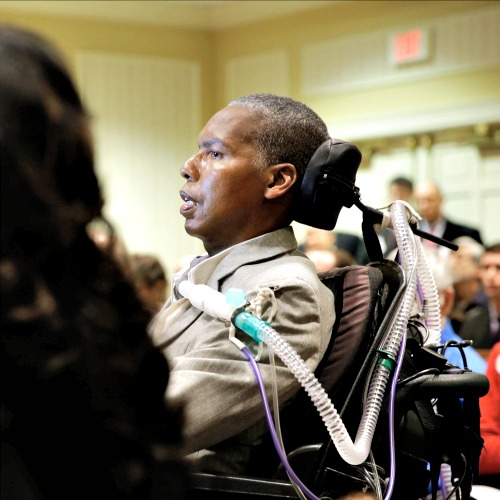 O.J. Brigance, right, a former Baltimore Ravens football player and current senior adviser to player development, testifies to Maryland lawmakers against a right-to-die bill alongside his wife, Chanda, March 10 in Annapolis, Md. O.J. Brigance, right, a former Baltimore Ravens football player and current senior adviser to player development, testifies to Maryland lawmakers against a right-to-die bill alongside his wife, Chanda, March 10 in Annapolis, Md.