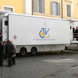 Broadcast van of the Vatican Television Center, the Holy See's television station. Broadcast van of the Vatican Television Center, the Holy See's television station.