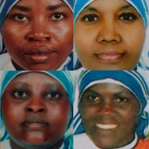Clockwise from upper right: Sister Anselm, Sister Reginette, Sister Judith and Sister Marguerite, the Missionaries of Charity sisters who were killed in Aden, Yemen, by two gunmen who attacked their convent on March 4. Clockwise from upper right: Sister Anselm, Sister Reginette, Sister Judith and Sister Marguerite, the Missionaries of Charity sisters who were killed in Aden, Yemen, by two gunmen who attacked their convent on March 4.