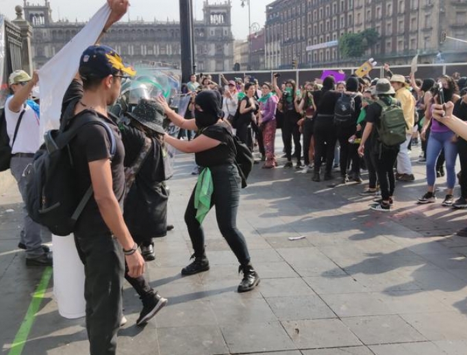 Demonstrators in Mexico City, March 8, 2020. Demonstrators in Mexico City, March 8, 2020.
