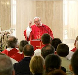 Pope Francis preaches at the June 5, 2013 morning Mass in St. Martha's House chapel. Pope Francis preaches at the June 5, 2013 morning Mass in St. Martha's House chapel.