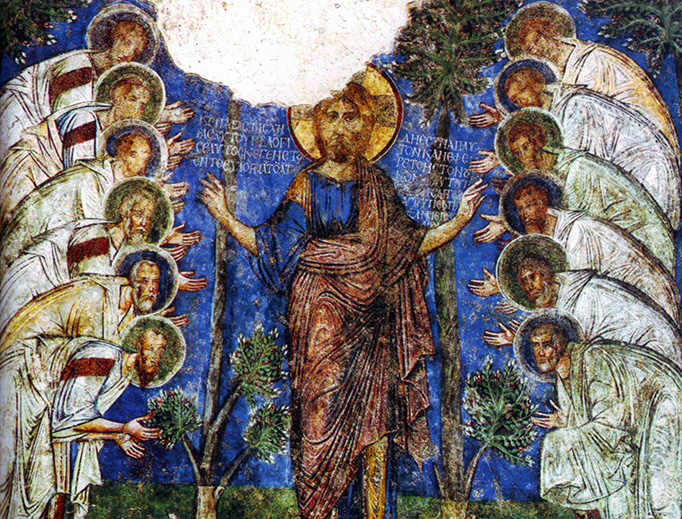 12th-century Cappadocian fresco of Christ and the Apostles 12th-century Cappadocian fresco of Christ and the Apostles