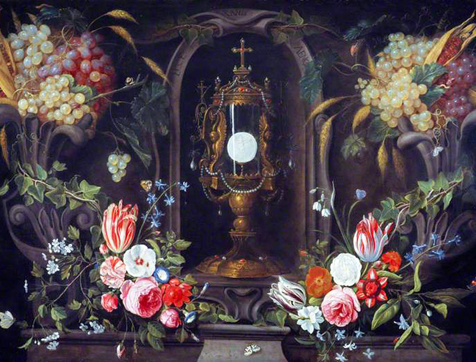 Jan van Kessel the Elder, “Still Life of Flowers and Grapes Encircling a Monstrance”, ca. 1670 Jan van Kessel the Elder, “Still Life of Flowers and Grapes Encircling a Monstrance”, ca. 1670