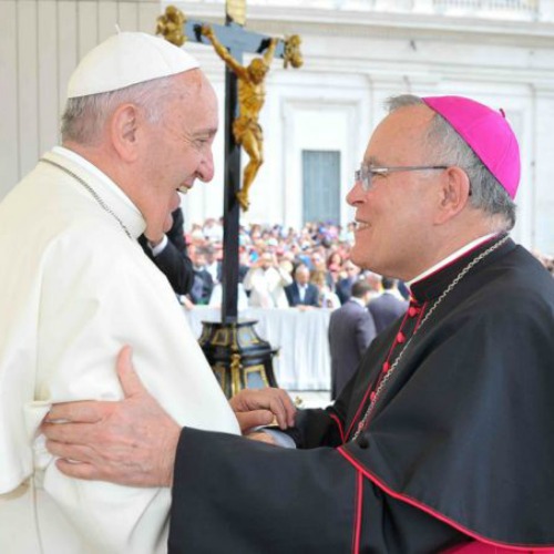 Archbishop Charles Chaput with Pope Francis at a June 2015 Wednesday audience. Archbishop Charles Chaput with Pope Francis at a June 2015 Wednesday audience.
