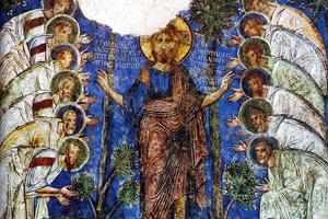 12th-century Cappadocian fresco of Christ and the Apostles 12th-century Cappadocian fresco of Christ and the Apostles
