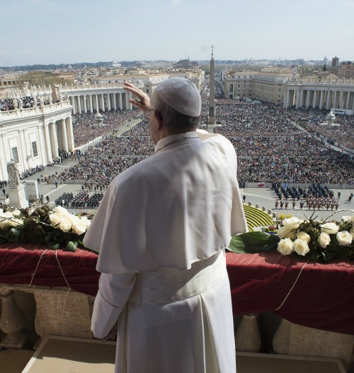 Pope Francis gives his 2016 urbi et orbi Easter address to pilgrims in St. Peter's Square on March 27. Pope Francis gives his 2016 urbi et orbi Easter address to pilgrims in St. Peter's Square on March 27.