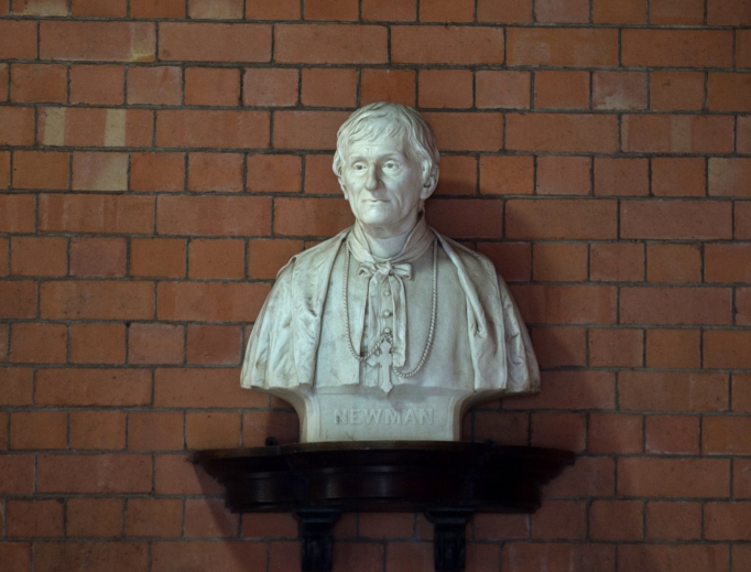 A bust of John Henry Newman is on display at the cloister of the Birmingham Oratory church. A bust of John Henry Newman is on display at the cloister of the Birmingham Oratory church.