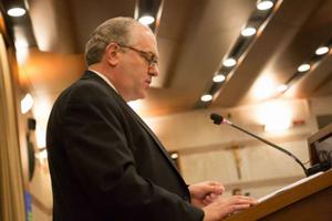 EWTN CEO and Register publisher Michael Warsaw at ‘Dialogue, Respect and Freedom of Expression in the Public Arena’ communications seminar in Rome. EWTN CEO and Register publisher Michael Warsaw at ‘Dialogue, Respect and Freedom of Expression in the Public Arena’ communications seminar in Rome.